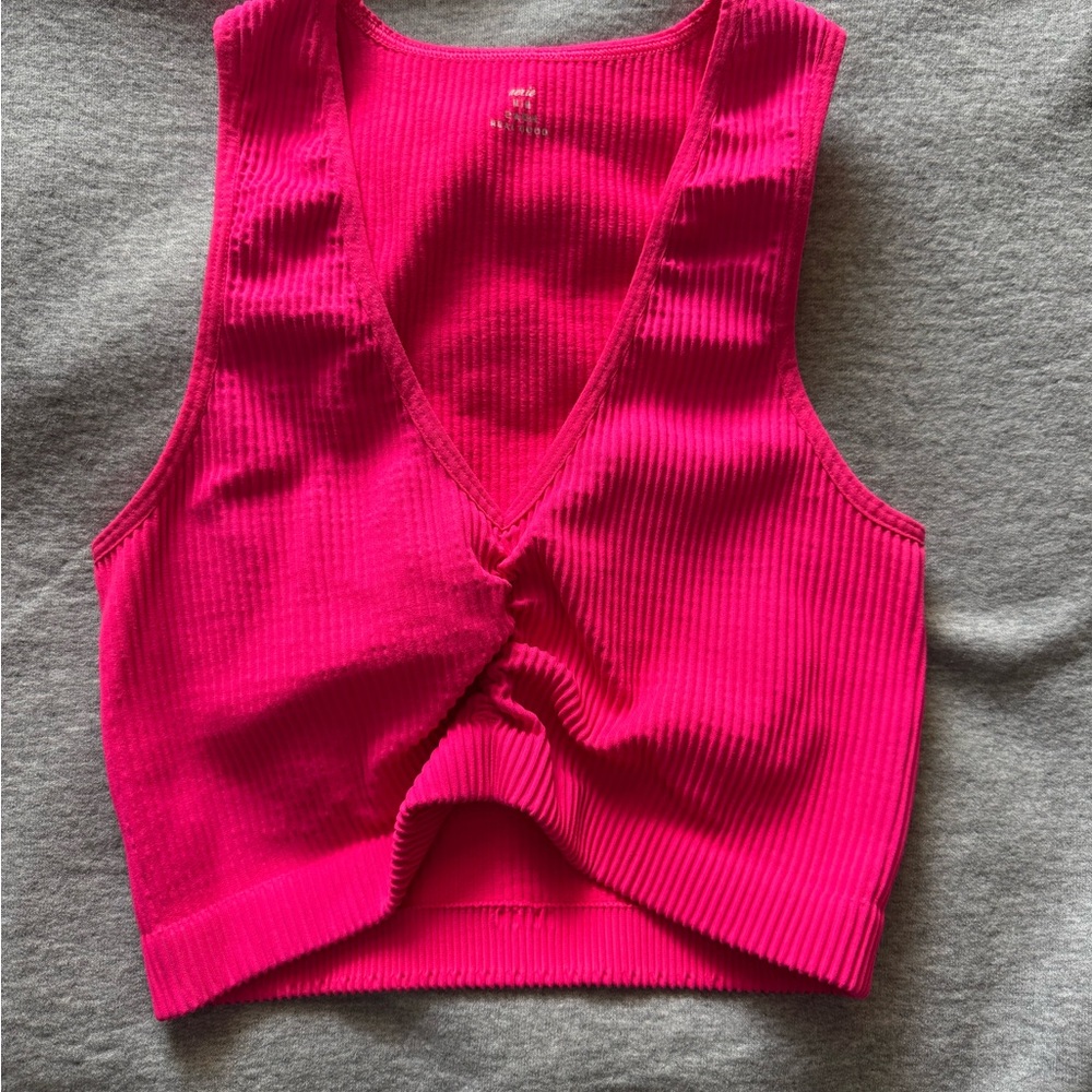 Aerie Hot Pink Ribbed Crop Top